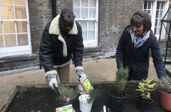 Customer planting vegetables