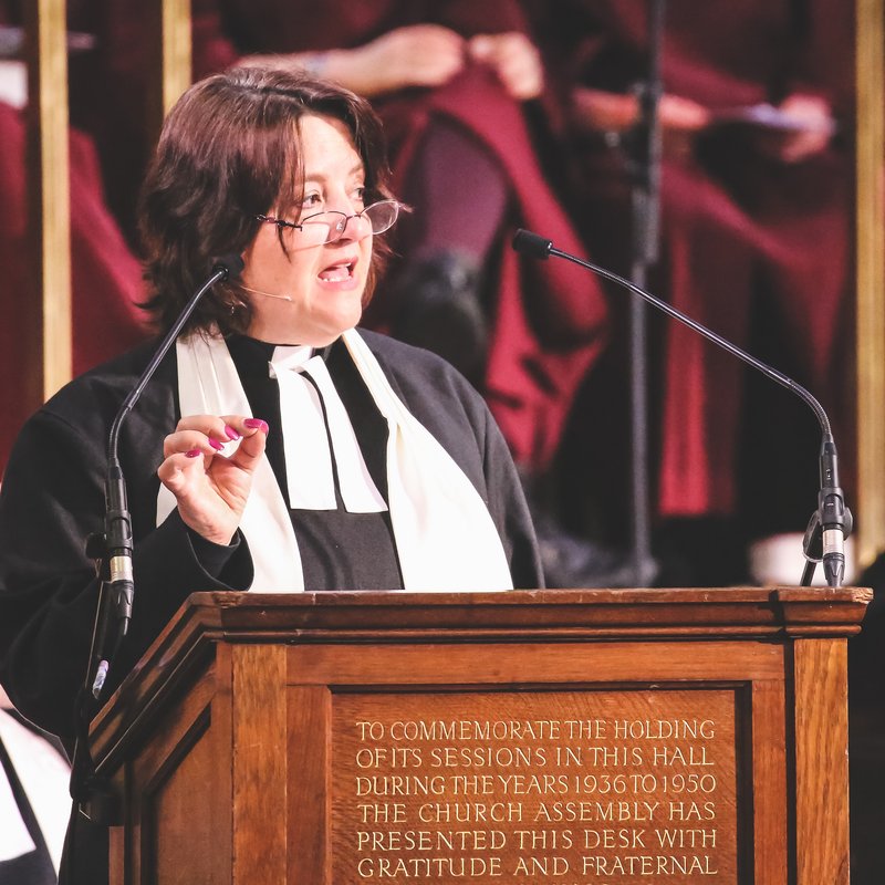 The Revd Michaela Youngson speaking at Methodist Central Hall Westminster.