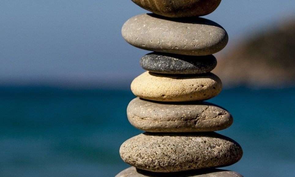 Cairn of stones on a beach